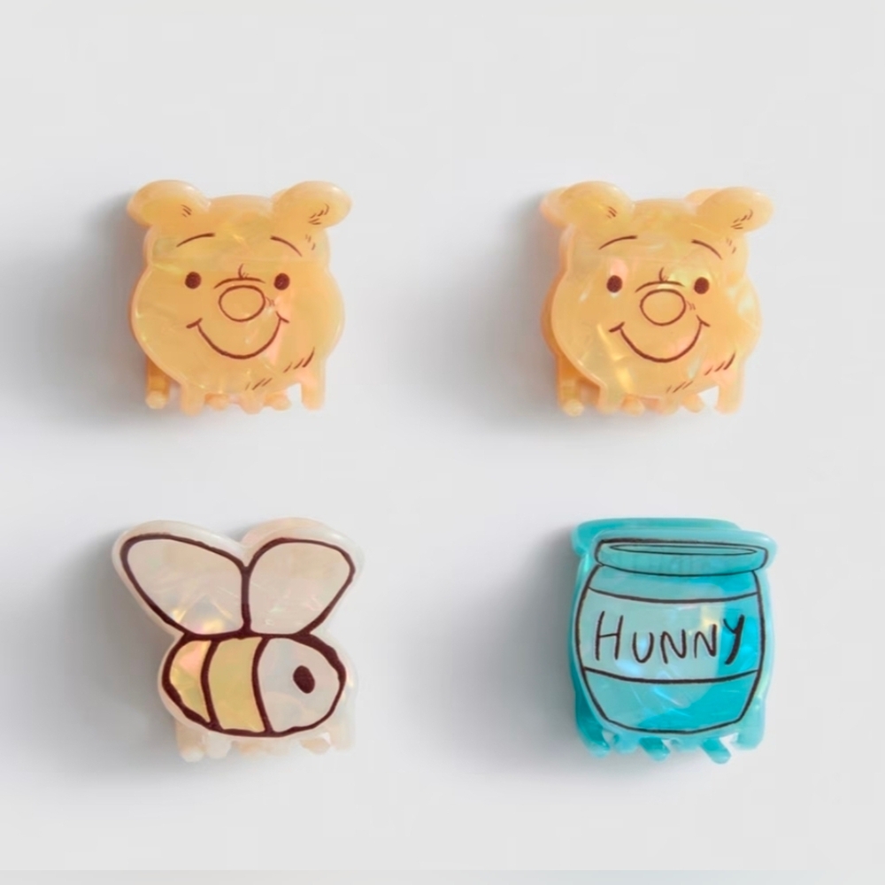 Winnie the Pooh x Primark Mini Hair Clip Set Of 4 - Yellow & Teal - Picture 2 of 2